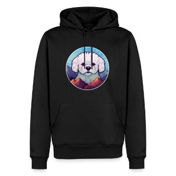 Bichon Frise chien race Cartoon Kawaii aquarelle - Sweat à capuche Premium bio Homme - noir - Devant - Nico (187cm)