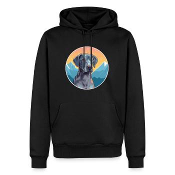 Bleu dentelle chien race dessin animé Kawaii aquarelle - Sweat à capuche Premium bio Homme - noir - Devant - Nico (187cm)