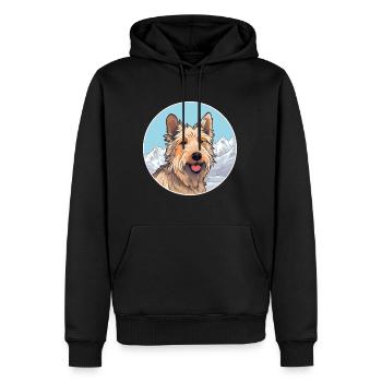 Berger Picard chien race dessin animé Kawaii aquarelle - Sweat à capuche Premium bio Homme - noir - Devant - Nico (187cm)