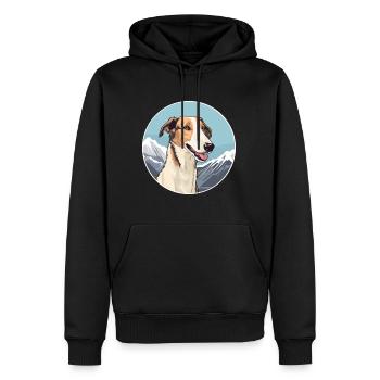 Barzoï chien race Cartoon Kawaii aquarelle - Sweat à capuche Premium bio Homme - noir - Devant - Nico (187cm)