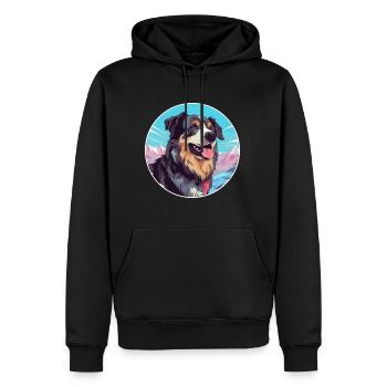 Bucovine Chien de berger race Cartoon Kawaii Waterco - Sweat à capuche Premium bio Homme - noir - Devant - Nico (187cm)
