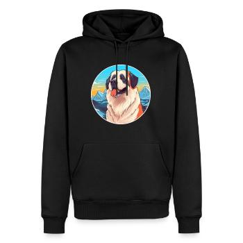 Caucasien Ovcharka Chien Race Dessin Animé Kawaii Waterc - Sweat à capuche Premium bio Homme - noir - Devant - Nico (187cm)