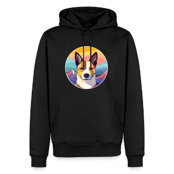 Canaan chien race dessin animé Kawaii aquarelle - Sweat à capuche Premium bio Homme - noir - Devant - Nico (187cm)
