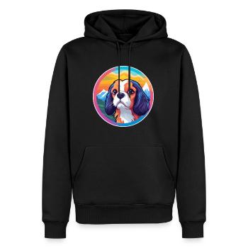 Cavalier King Charles Épagneul chien race Cartoon Ka - Sweat à capuche Premium bio Homme - noir - Devant - Nico (187cm)