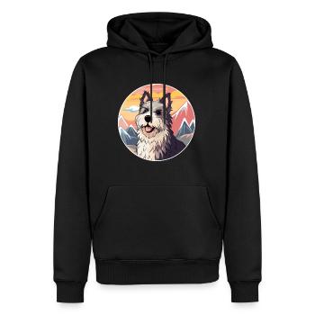 Chien Francais Dog Breed Cartoon Kawaii Watercolor - Men’s Premium Organic Hoodie - black - Front - Nico (187cm)