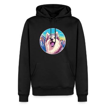 Kanadische Eskimo-Hunderasse Karikatur Kawaii Watercolo - Männer Premium Bio Hoodie - Schwarz - Vorne - Nico (187cm)
