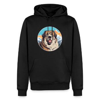 Chien de berger caucasien race dessin animé kawaii waterc - Sweat à capuche Premium bio Homme - noir - Devant - Nico (187cm)
