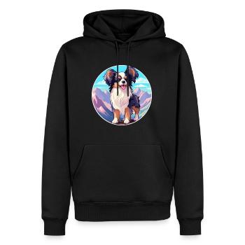 Continental Toy Spaniel Chien Race Cartoon Kawaii W - Sweat à capuche Premium bio Homme - noir - Devant - Nico (187cm)