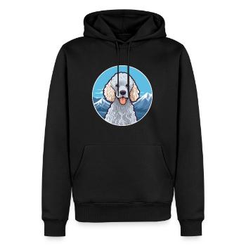 Corded Poodle Dog Breed Cartoon Kawaii Watercolor - Men’s Premium Organic Hoodie - black - Front - Nico (187cm)