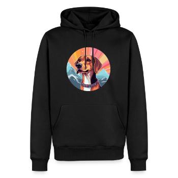 Chien de Crète chien race Cartoon Kawaii aquarelle - Sweat à capuche Premium bio Homme - noir - Devant - Nico (187cm)