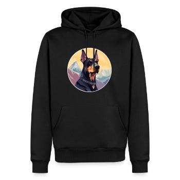 Doberman chien race dessin animé Kawaii aquarelle - Sweat à capuche Premium bio Homme - noir - Devant - Nico (187cm)