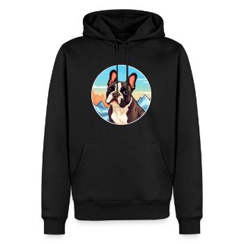Bouledogue Français chien race Cartoon Kawaii aquarelle - Sweat à capuche Premium bio Homme - noir - Devant - Nico (187cm)