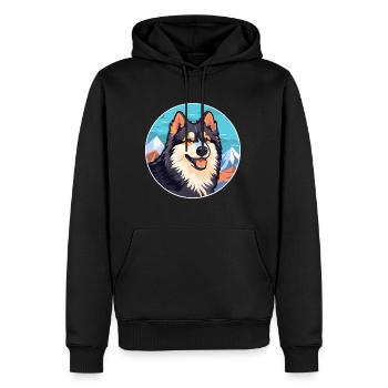 Chien de Laponie finlandais race Cartoon Kawaii Watercol - Sweat à capuche Premium bio Homme - noir - Devant - Nico (187cm)