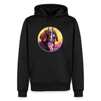 Frison chien d’arrêt race Cartoon Kawaii Watercol - Sweat à capuche Premium bio Homme - noir - Devant - Nico (187cm)