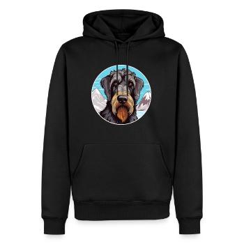 Giant Schnauzer Dog Breed Cartoon Kawaii Watercolo - Men’s Premium Organic Hoodie - black - Front - Nico (187cm)
