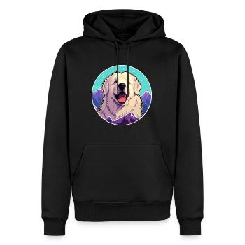 Grande race de chien des Pyrénées dessin animé Kawaii aquarelle - Sweat à capuche Premium bio Homme - noir - Devant - Nico (187cm)