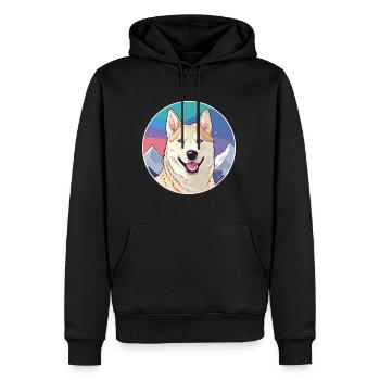 Jindo Hunderasse Karikatur Kawaii Aquarell - Männer Premium Bio Hoodie - Schwarz - Vorne - Nico (187cm)