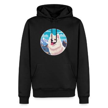 Spitz japonais chien race dessin animé Kawaii aquarelle - Sweat à capuche Premium bio Homme - noir - Devant - Nico (187cm)