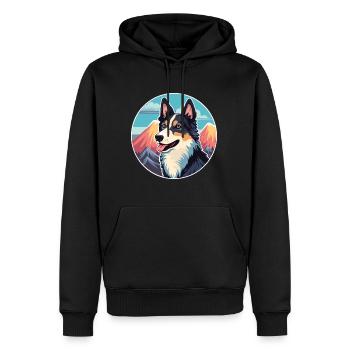 Karelo Finnish Laika Dog Breed Cartoon Kawaii Wate - Men’s Premium Organic Hoodie - black - Front - Nico (187cm)