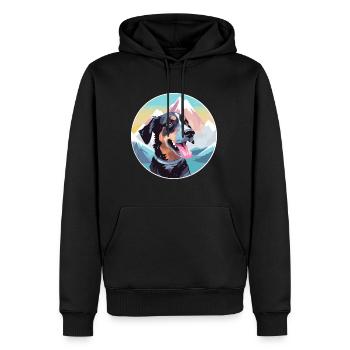 Gascon Saintongeois Chien Race Cartoon Kawaii Eau - Sweat à capuche Premium bio Homme - noir - Devant - Nico (187cm)