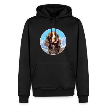 Allemand à poil long Pointer chien race Cartoon Kawaii - Sweat à capuche Premium bio Homme - noir - Devant - Nico (187cm)