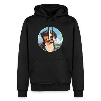 Grande race de bouvier suisse Cartoon Kawaii Wa - Sweat à capuche Premium bio Homme - noir - Devant - Nico (187cm)