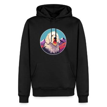 Labradoodle chien race dessin animé Kawaii aquarelle - Sweat à capuche Premium bio Homme - noir - Devant - Nico (187cm)