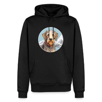 Chien de chasse à poil dur d’Istrie race de chien Cartoon Kawaii - Sweat à capuche Premium bio Homme - noir - Devant - Nico (187cm)