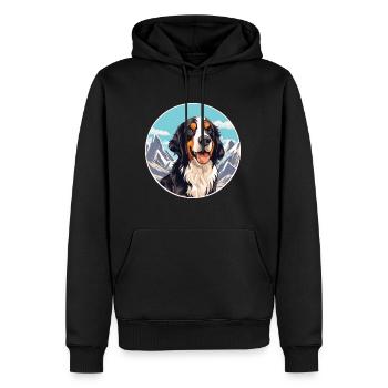 Jamthund Dog Breed Cartoon Kawaii Watercolor - Men’s Premium Organic Hoodie - black - Front - Nico (187cm)