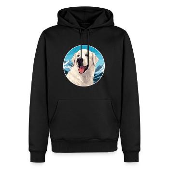 Hungarian Kuvasz Dog Breed Cartoon Kawaii Watercol - Men’s Premium Organic Hoodie - black - Front - Nico (187cm)