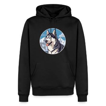 Husky Hunderasse Cartoon Kawaii Aquarell - Männer Premium Bio Hoodie - Schwarz - Vorne - Nico (187cm)