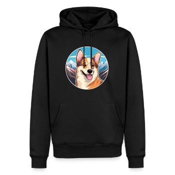 Kai Ken chien race dessin animé Kawaii aquarelle - Sweat à capuche Premium bio Homme - noir - Devant - Nico (187cm)