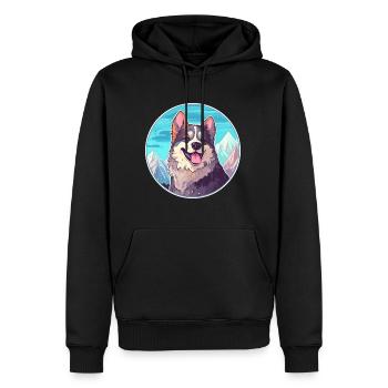 Koolie chien race dessin animé Kawaii aquarelle - Sweat à capuche Premium bio Homme - noir - Devant - Nico (187cm)