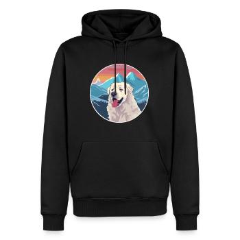 Kuvasz chien race dessin animé Kawaii aquarelle - Sweat à capuche Premium bio Homme - noir - Devant - Nico (187cm)