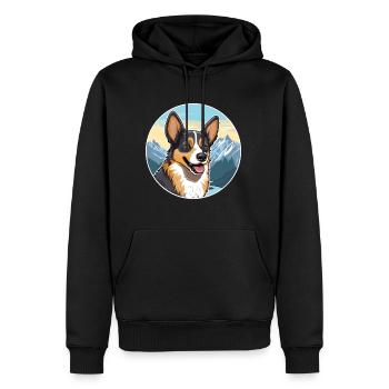 Lundehund chien race dessin animé Kawaii aquarelle - Sweat à capuche Premium bio Homme - noir - Devant - Nico (187cm)