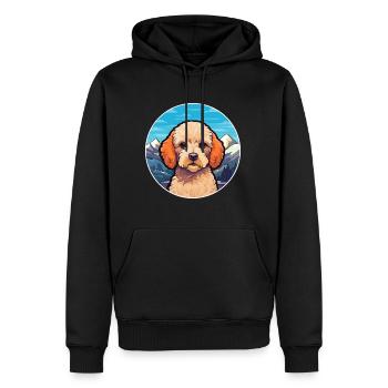 Miniature Poodle Dog Breed Cartoon Kawaii Watercol - Men’s Premium Organic Hoodie - black - Front - Nico (187cm)