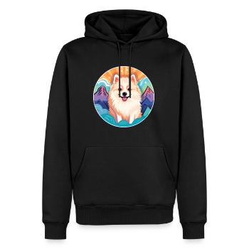 Spitz nordique chien race Cartoon Kawaii aquarelle - Sweat à capuche Premium bio Homme - noir - Devant - Nico (187cm)