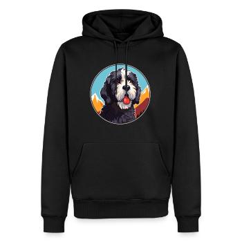 Portuguese Water Dog Breed Cartoon Kawaii Watercol - Men’s Premium Organic Hoodie - black - Front - Nico (187cm)