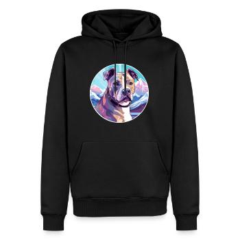 Pitbull chien race dessin animé Kawaii aquarelle - Sweat à capuche Premium bio Homme - noir - Devant - Nico (187cm)