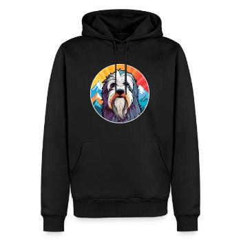 Chien de berger polonais des plaines race de chien dessin animé Kawaii W - Sweat à capuche Premium bio Homme - noir - Devant - Nico (187cm)