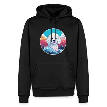 Caniche chien race dessin animé Kawaii aquarelle - Sweat à capuche Premium bio Homme - noir - Devant - Nico (187cm)