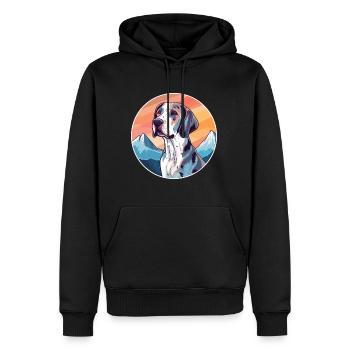 Pointer chien race dessin animé Kawaii aquarelle - Sweat à capuche Premium bio Homme - noir - Devant - Nico (187cm)