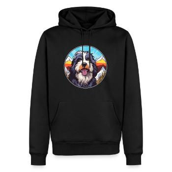 Chien de berger portugais race de chien dessin animé kawaii eau - Sweat à capuche Premium bio Homme - noir - Devant - Nico (187cm)
