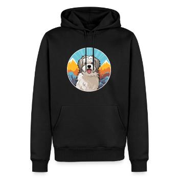 Chien de berger des Pyrénées race de chien dessin animé Kawaii Waterco - Sweat à capuche Premium bio Homme - noir - Devant - Nico (187cm)