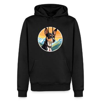 Rat Terrier chien race dessin animé Kawaii aquarelle - Sweat à capuche Premium bio Homme - noir - Devant - Nico (187cm)