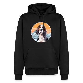 Chien courant russe race Cartoon Kawaii aquarelle - Sweat à capuche Premium bio Homme - noir - Devant - Nico (187cm)