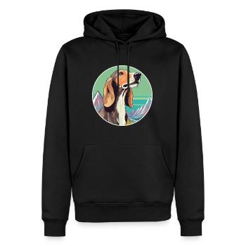 Saluki chien race dessin animé Kawaii aquarelle - Sweat à capuche Premium bio Homme - noir - Devant - Nico (187cm)