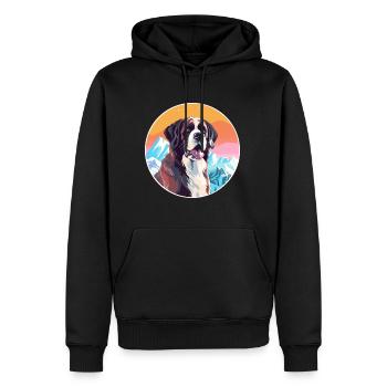 Saint Bernard chien race Cartoon Kawaii aquarelle - Sweat à capuche Premium bio Homme - noir - Devant - Nico (187cm)
