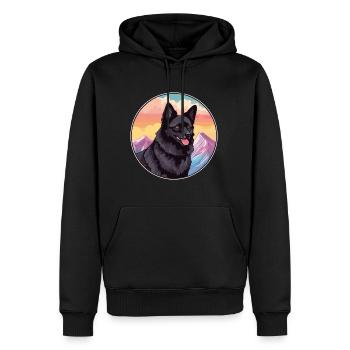 Schipperke Race Chien Dessin Animé Kawaii Aquarelle - Sweat à capuche Premium bio Homme - noir - Devant - Nico (187cm)