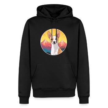 Portugais Podengo Pequeno Chien Race Cartoon Kawai - Sweat à capuche Premium bio Homme - noir - Devant - Nico (187cm)